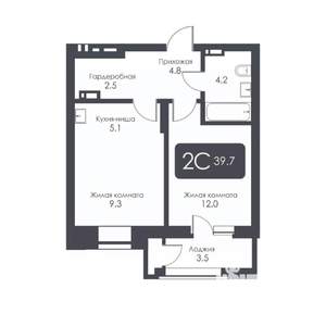 2-к квартира, строящийся дом, 40м2, 11/30 этаж