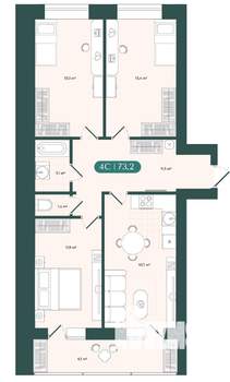 4-к квартира, вторичка, 73м2, 8/9 этаж