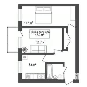 2-к квартира, вторичка, 42м2, 4/5 этаж