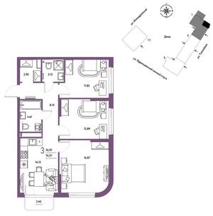 3-к квартира, вторичка, 77м2, 5/9 этаж