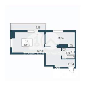 1-к квартира, вторичка, 52м2, 12/27 этаж