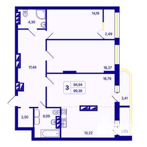 3-к квартира, вторичка, 99м2, 26/26 этаж
