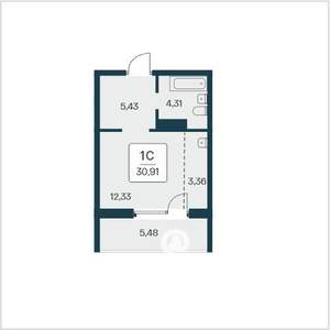 Студия квартира, вторичка, 31м2, 2/25 этаж