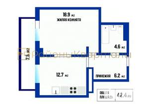 1-к квартира, вторичка, 42м2, 16/16 этаж