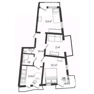 3-к квартира, вторичка, 125м2, 6/11 этаж