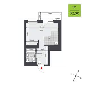 Студия квартира, вторичка, 32м2, 14/21 этаж