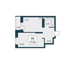 1-к квартира, вторичка, 38м2, 21/17 этаж