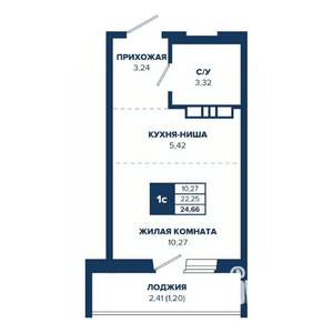 Студия квартира, строящийся дом, 25м2, 12/17 этаж