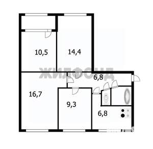 4-к квартира, вторичка, 68м2, 2/9 этаж