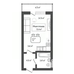 Студия квартира, вторичка, 31м2, 27/32 этаж