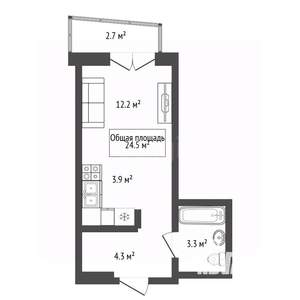 Студия квартира, вторичка, 25м2, 5/9 этаж