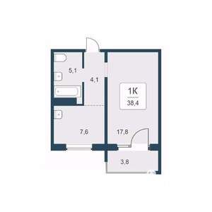 1-к квартира, строящийся дом, 38м2, 10/17 этаж