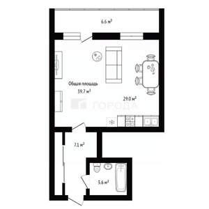 1-к квартира, вторичка, 40м2, 16/17 этаж