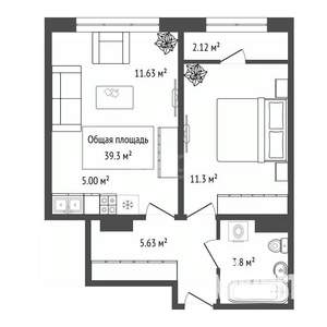 1-к квартира, сданный дом, 39м2, 15/18 этаж