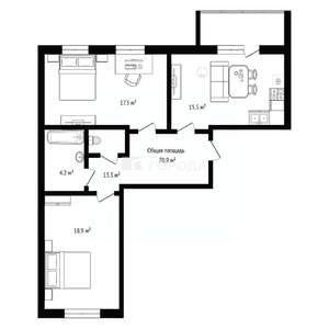 2-к квартира, вторичка, 71м2, 2/18 этаж