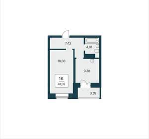 1-к квартира, вторичка, 41м2, 13/25 этаж