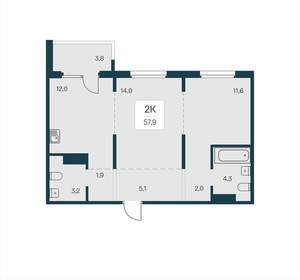 2-к квартира, вторичка, 58м2, 11/17 этаж