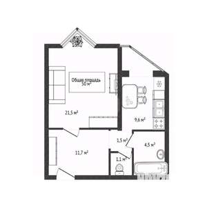 Студия квартира, вторичка, 50м2, 12/17 этаж