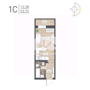Студия квартира, сданный дом, 24м2, 6/18 этаж