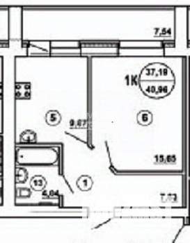 1-к квартира, вторичка, 40м2, 13/14 этаж