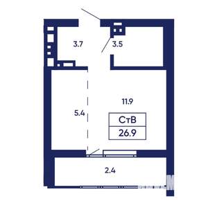 Студия квартира, вторичка, 27м2, 13/14 этаж