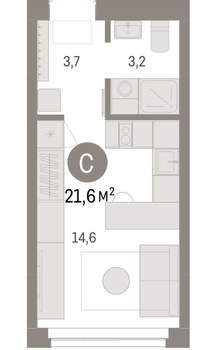Студия квартира, вторичка, 22м2, 2/23 этаж