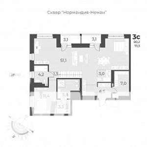 3-к квартира, вторичка, 111м2, 17/17 этаж