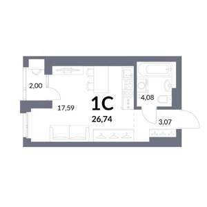 Студия квартира, вторичка, 26м2, 17/30 этаж