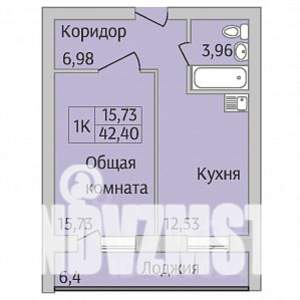 1-к квартира, вторичка, 42м2, 11/12 этаж