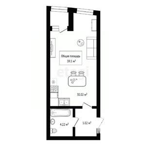 Студия квартира, вторичка, 40м2, 15/26 этаж