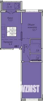 2-к квартира, вторичка, 60м2, 14/17 этаж