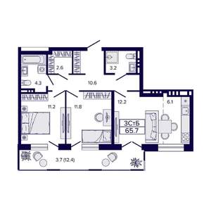 3-к квартира, вторичка, 66м2, 10/23 этаж