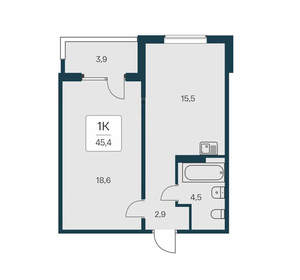 1-к квартира, вторичка, 45м2, 11/17 этаж