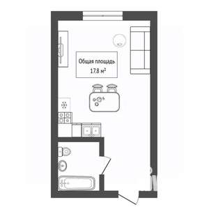 Студия квартира, вторичка, 18м2, 3/9 этаж