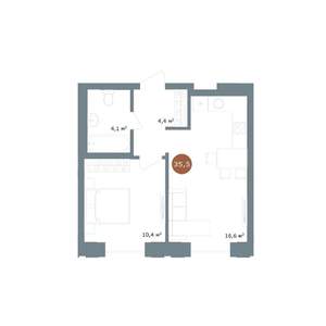 2-к квартира, вторичка, 36м2, 15/18 этаж