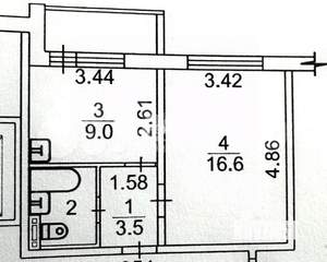 1-к квартира, вторичка, 33м2, 9/11 этаж