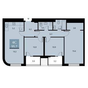 4-к квартира, вторичка, 92м2, 10/24 этаж