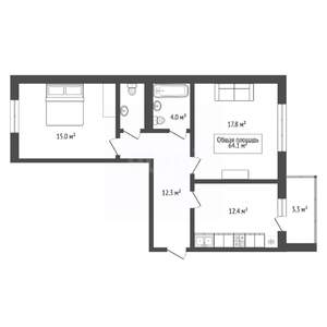 2-к квартира, вторичка, 64м2, 8/9 этаж