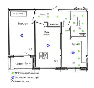 2-к квартира, строящийся дом, 64м2, 2/17 этаж
