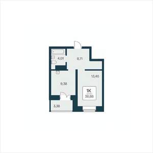 1-к квартира, вторичка, 39м2, 10/25 этаж