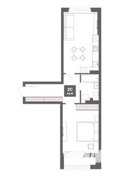 2-к квартира, вторичка, 55м2, 19/19 этаж