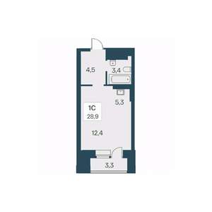 Студия квартира, вторичка, 29м2, 14/30 этаж