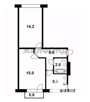 2-к квартира, вторичка, 44м2, 4/5 этаж