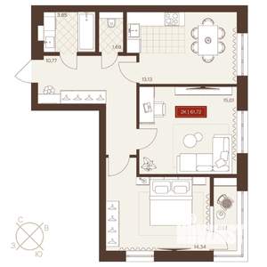 3-к квартира, вторичка, 63м2, 10/24 этаж