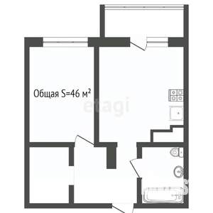 1-к квартира, вторичка, 46м2, 8/24 этаж