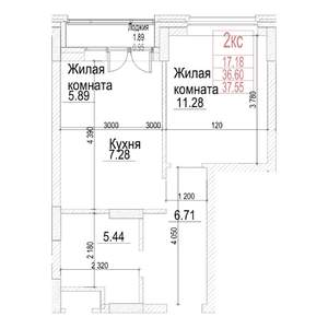 1-к квартира, строящийся дом, 37м2, 16/21 этаж