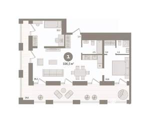 2-к квартира, вторичка, 107м2, 30/30 этаж