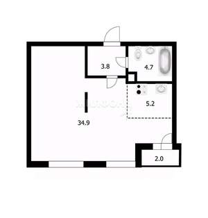1-к квартира, вторичка, 49м2, 6/22 этаж