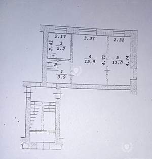 2-к квартира, вторичка, 37м2, 1/2 этаж