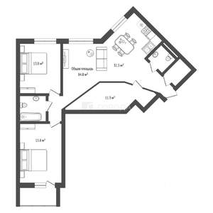 3-к квартира, вторичка, 85м2, 8/25 этаж